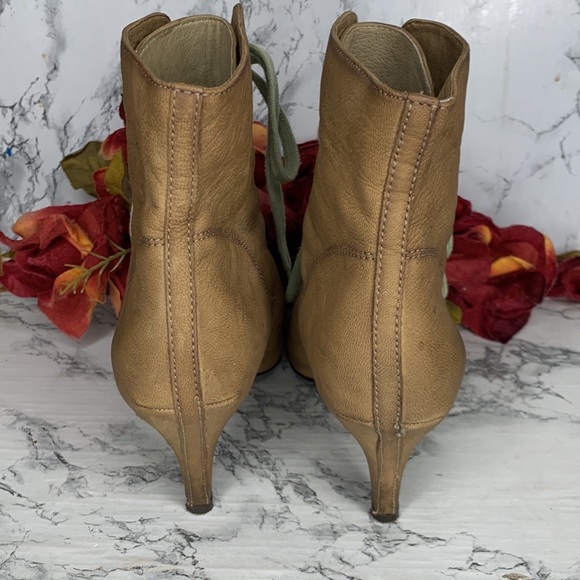 Ash Iggy Lace Up Peep Toe Tan Leather Ankle Booties - Picture 9 of 14